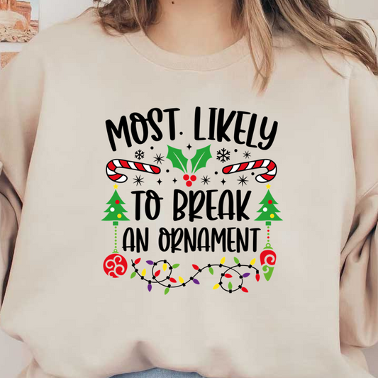 Colorful Christmas decorations featuring candy canes, festive trees, holly, and scattered ornaments, perfect for holiday cheer!DTF Transfers dtf prints