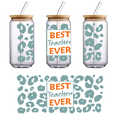 Celebre a su educador favorito con este vibrante diseño "El mejor maestro de todos los tiempos" que presenta un divertido fondo con estampado de leopardo. Transferencias UV