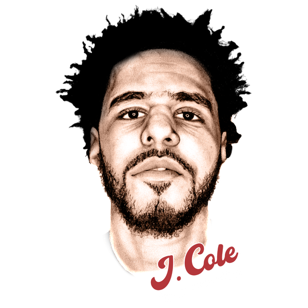 A stylized portrait of J. Cole featuring prominent facial features with the text "J. Cole - THE OFF-SEASON" in a vibrant font.DTF Transfers dtf transfers