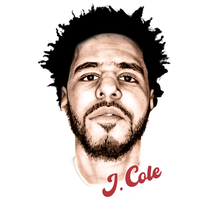 A stylized portrait of J. Cole featuring prominent facial features with the text "J. Cole - THE OFF-SEASON" in a vibrant font.DTF Transfers dtf transfers