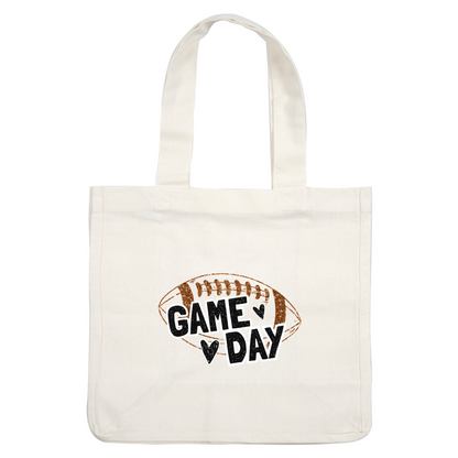 ¡Celebre el fútbol con este divertido gráfico "Game Day" que presenta un diseño de fútbol brillante y corazones divertidos!