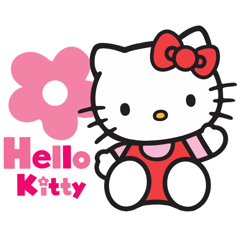 Meet Hello Kitty, the adorable white cat character with a signature red bow, accompanied by a cheerful flower and playful lettering!DTF Transfers