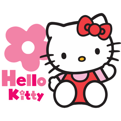 Meet Hello Kitty, the adorable white cat character with a signature red bow, accompanied by a cheerful flower and playful lettering!DTF Transfers