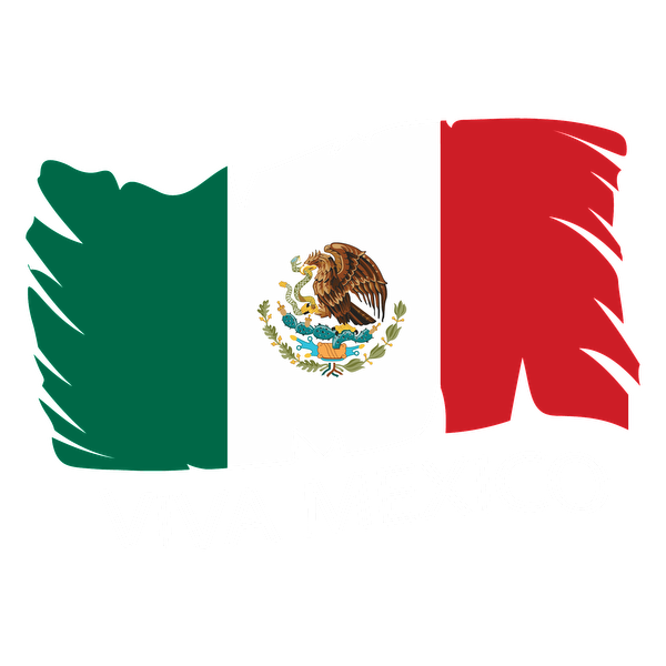 Celebrate Mexico with a vibrant flag design featuring green, white, and red colors, adorned with an eagle and "Viva Mexico!" text. dtf prints