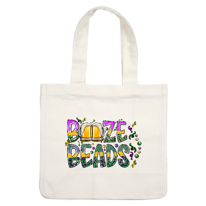 Celebrate fun times with this vibrant "Booze Beads" design featuring festive colors and two frothy beer mugs!DTF Transfers