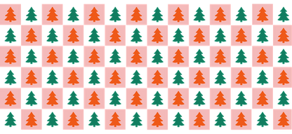 A festive pattern featuring alternating green and orange trees on a pink background, perfect for holiday-themed designs.UV Transfers dtf prints