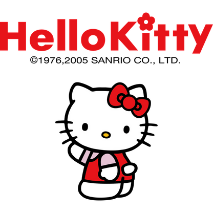 Cute Hello Kitty character in a red outfit with a matching bow, embodying charm and playfulness. Perfect for fans!DTF Transfers