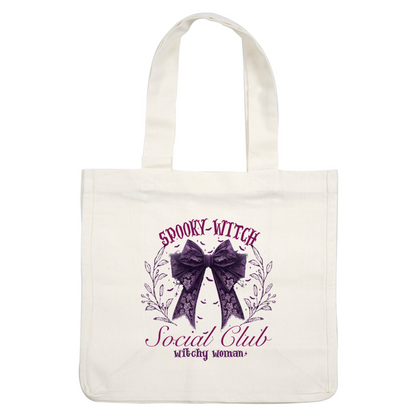 Join the Spooky Witch Social Club with this charming design featuring a purple bow and whimsical floral accents! heat press transfers