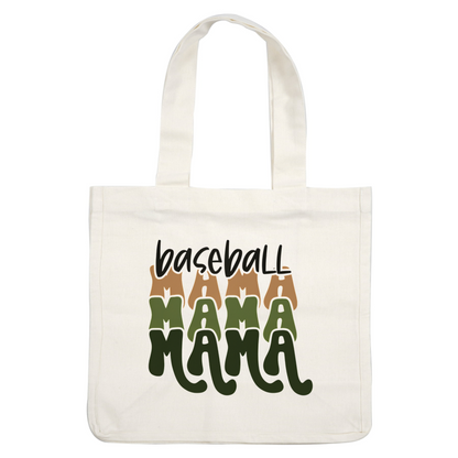 Fun and stylish "Baseball Mama" graphic design with playful typography in earthy tones, perfect for baseball-loving moms!DTF Transfers dtf transfers