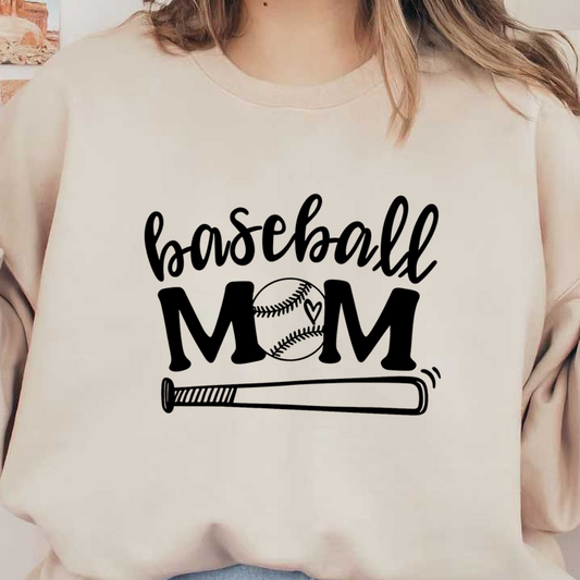 Celebrate baseball season with this stylish "Baseball Mom" design featuring a bat and a baseball graphic!DTF Transfersdtf regular iron