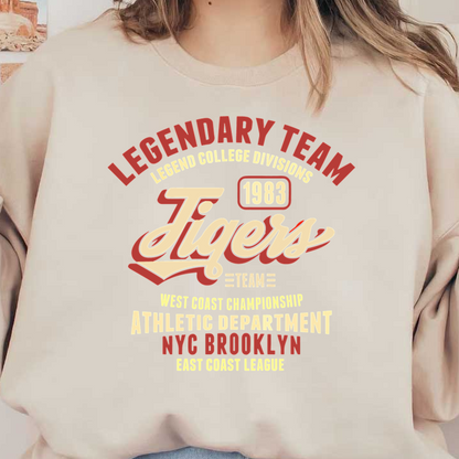 Diseño deportivo vintage con los "Tigres" y que resalta al legendario equipo campeón de la Costa Oeste de 1983 de Brooklyn, Nueva York.