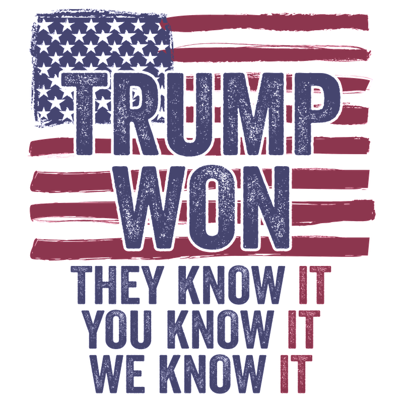 A bold graphic featuring the phrase "TRUMP WON" overlaying a stylized American flag, expressing a strong political sentiment.DTF Transfersdtf regular irondtf regular iron