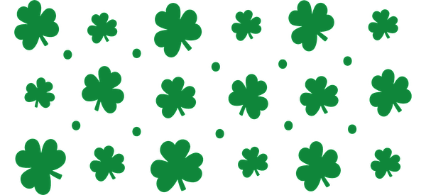 A vibrant pattern of green shamrocks, perfect for celebrating St. Patrick's Day or adding a touch of luck to your designs.UV Transfersdtf regular iron