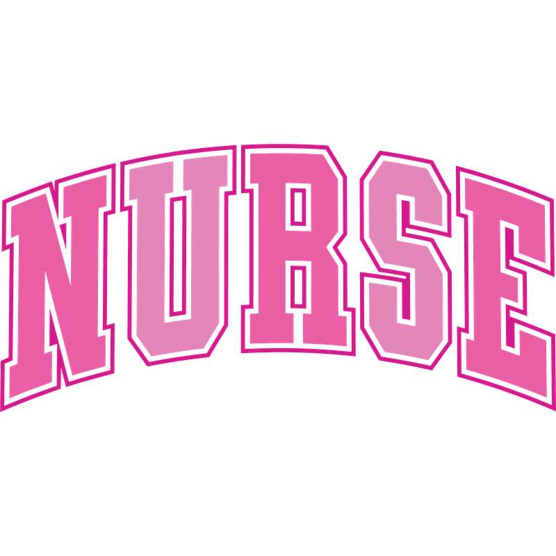 A vibrant pink "NURSE" graphic featuring bold letters, perfect for celebrating the nursing profession and showing appreciation.DTF Transfers