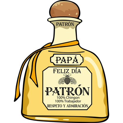 Celebrate Dad with this illustrated Patrón tequila bottle, featuring a heartfelt "Feliz Día" message and a stylish design.DTF Transfers dtf transfers