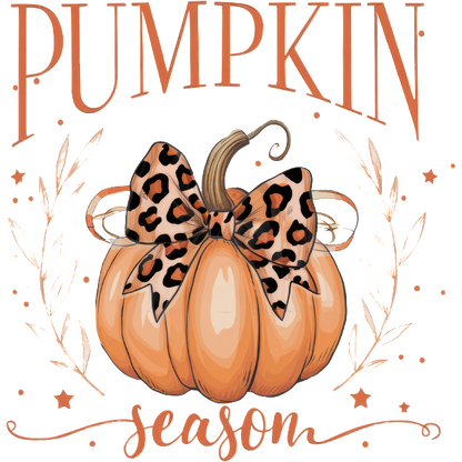 Celebrate pumpkin season with this charming illustration featuring a cute pumpkin adorned with a stylish leopard print bow. dtf transfers