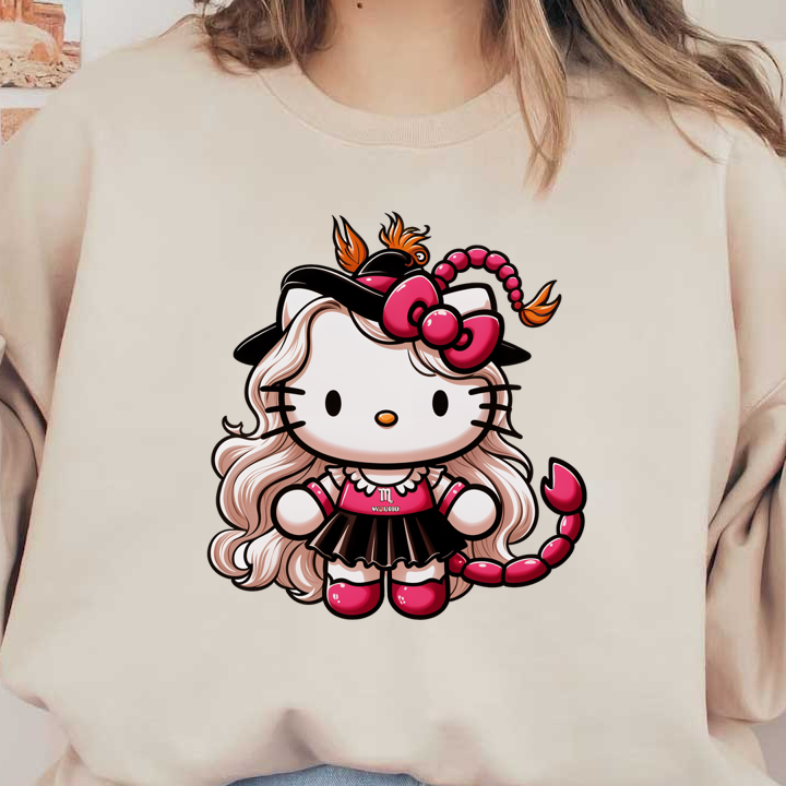 Meet this adorable Hello Kitty character with long blonde hair, a chic outfit, and a playful scorpion tail!DTF Transfers dtf prints