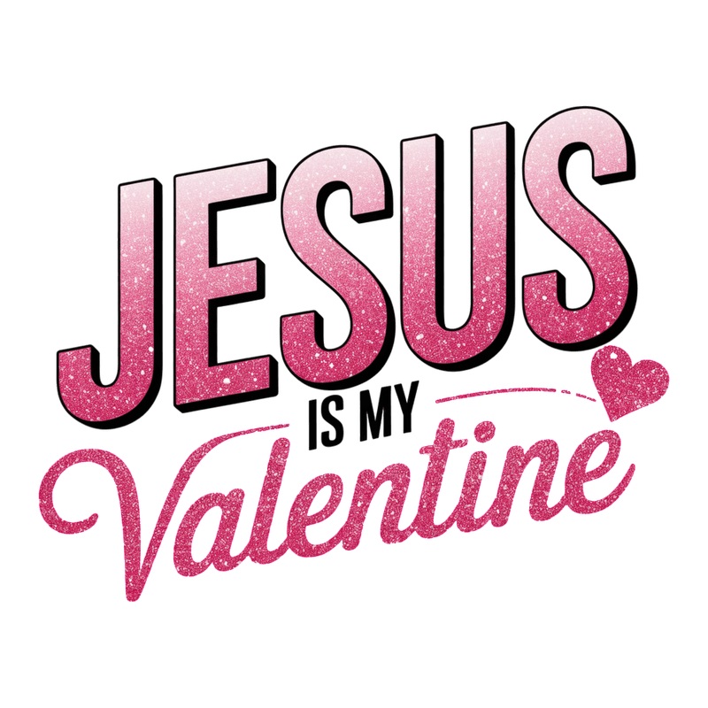 Celebrate love with this sparkling "Jesus is my Valentine" design, perfect for expressing faith and affection on Valentine's Day!DTF Transfers