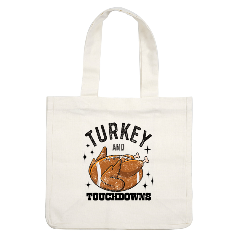 A fun graphic featuring a turkey resembling a football, playfully combining Thanksgiving and football themes with a quirky design. dtf prints