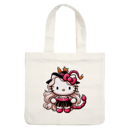 Meet this adorable Hello Kitty character with long blonde hair, a chic outfit, and a playful scorpion tail!DTF Transfers dtf prints