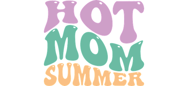 Celebrate summer with this playful "Hot Mom Summer" graphic, featuring vibrant, retro-inspired lettering in fun colors.UV Transfers heat press transfers