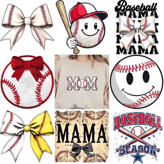Cute baseball-themed graphics and apparel celebrating moms and baseball season!DTF Transfers