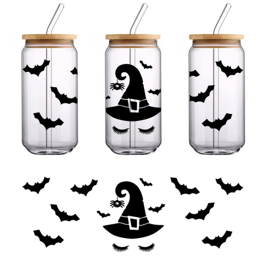 A simple black silhouette of a tree, showcasing a classic, natural design that emphasizes its branches and leaves.UV Transfers heat press transfers