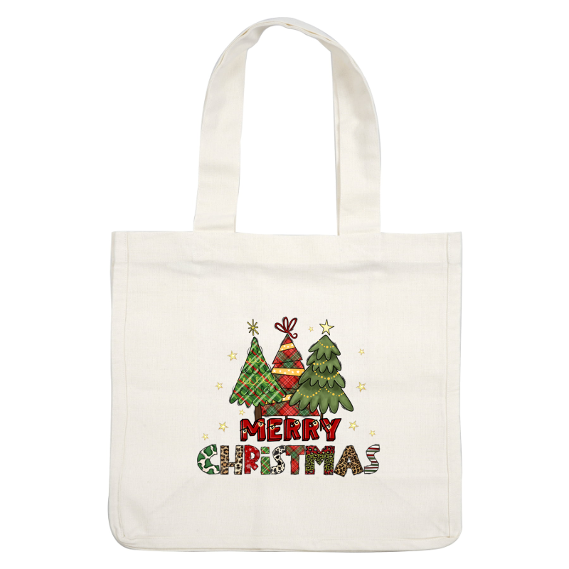 Celebrate the holidays with this festive design featuring colorful trees and a cheerful "Merry Christmas" message!DTF Transfersdtf regular iron