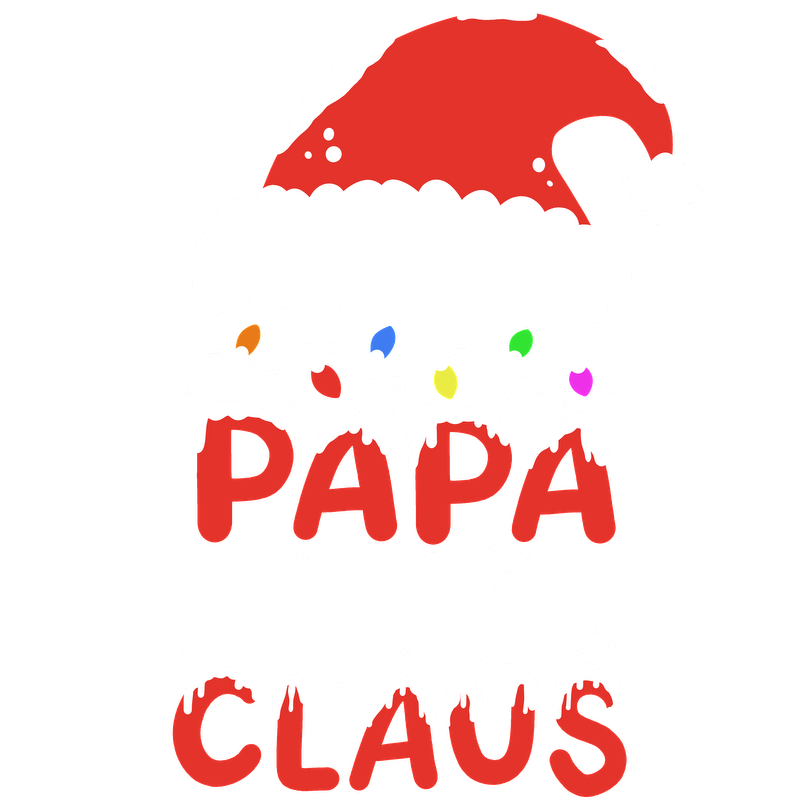 Festive "Papa Claus" design featuring a cheerful Santa hat, colorful lights, and a playful mustache—perfect for holiday celebrations!DTF Transfers dtf prints