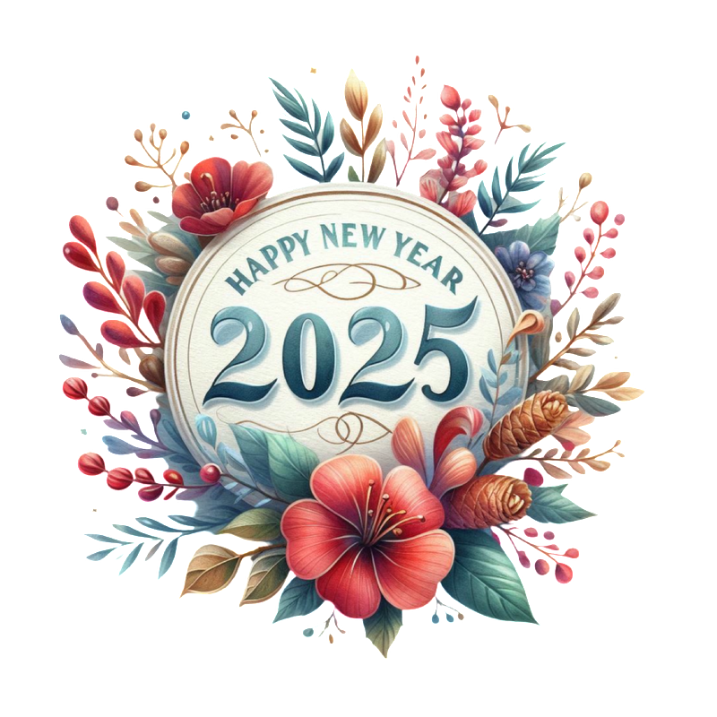 Celebrate the arrival of 2025 with this vibrant, floral-themed "Happy New Year" design, blending elegance and cheerfulness.DTF Transfers