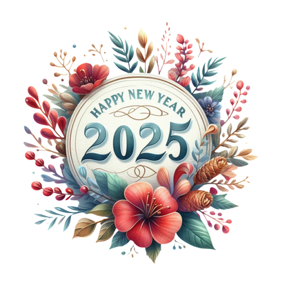 Celebrate the arrival of 2025 with this vibrant, floral-themed "Happy New Year" design, blending elegance and cheerfulness.DTF Transfers