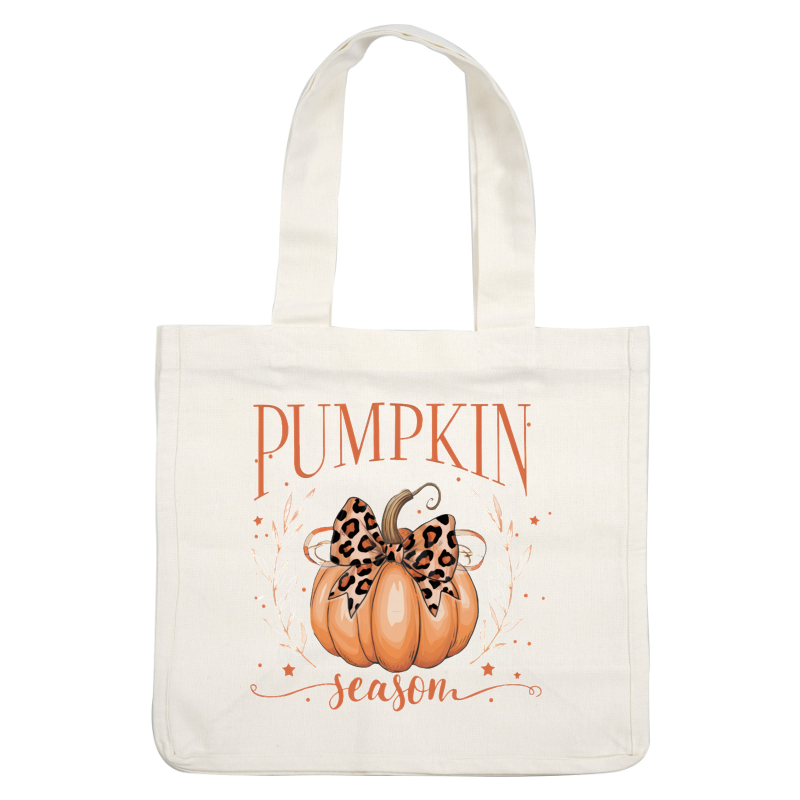 Celebrate pumpkin season with this charming illustration featuring a cute pumpkin adorned with a stylish leopard print bow. dtf transfers