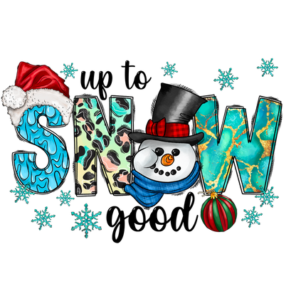 Festive and colorful "SNOW" design featuring a cheerful snowman and holiday elements, perfect for winter celebrations!DTF Transfers dtf transfers