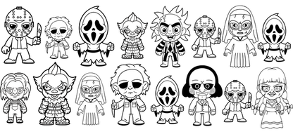 A whimsical illustration featuring a variety of stylized human figures and symbols, showcasing creativity and individuality.UV Transfers dtf transfers