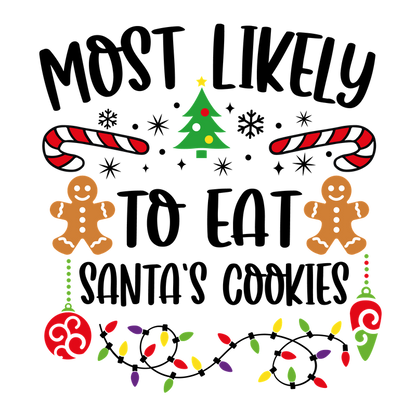 Celebrate the festive season with a playful design featuring gingerbread men, candy canes, a Christmas tree, and colorful ornaments!DTF Transfers dtf prints