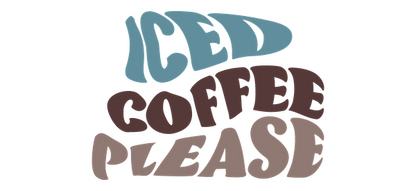 A playful design featuring the phrase "Iced Coffee Please" in vibrant, stylized lettering. Perfect for coffee lovers!UV Transfersdtf regular iron