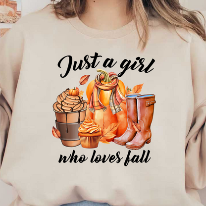 A cozy fall scene featuring a pumpkin, scrumptious cupcakes, and stylish brown rain boots, surrounded by autumn leaves. heat press transfers