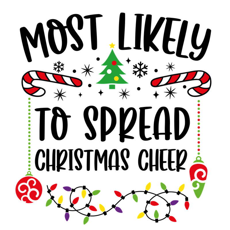 Celebrate the festive spirit with this playful holiday graphic featuring a Christmas tree, candy canes, and colorful ornaments!DTF Transfersdtf regular iron dtf prints