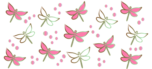 A vibrant pattern of pink butterflies and pastel dots, perfect for a whimsical and cheerful design.UV Transfers dtf transfers