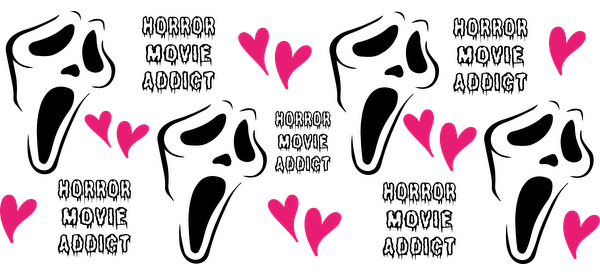 A playful display of pink hearts, spread across a black background, perfect for adding a touch of love to any design!UV Transfersdtf regular iron