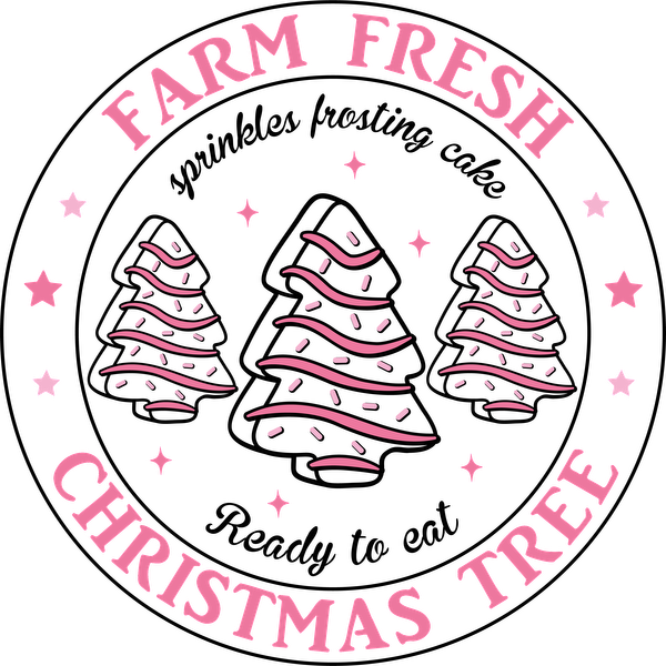 "Whimsical graphic featuring three Christmas trees with the slogan 'Farm Fresh Christmas Tree' in a playful design." dtf transfers