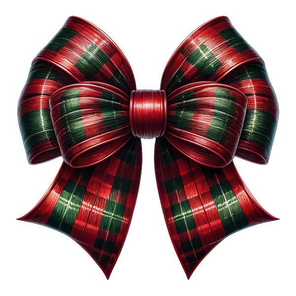 A festive red and green plaid ribbon bow, perfect for holiday decorations and gift wrapping. heat press transfers