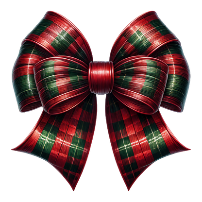 A festive red and green plaid ribbon bow, perfect for holiday decorations and gift wrapping. heat press transfers