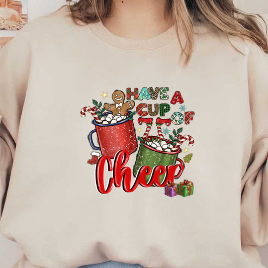 Celebrate the season with cheerful mugs filled with marshmallows and gingerbread, surrounded by festive decorations and gifts!DTF Transfers heat press transfers dtf transfers