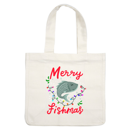 Celebrate the festive season with a playful "Merry Fishmas" design featuring a cheerful fish surrounded by colorful Christmas lights!DTF Transfers dtf transfers dtf prints