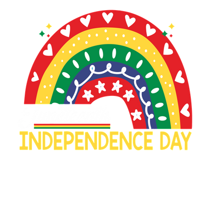 Celebrate freedom with this colorful Juneteenth Independence Day design featuring a vibrant rainbow and festive elements! heat press transfers