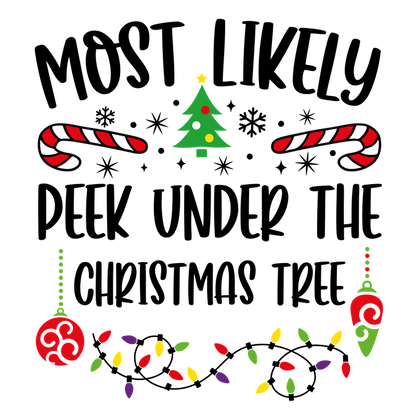 A festive illustration featuring a Christmas tree, candy canes, and colorful ornaments, capturing the joyful spirit of the holiday season.DTF Transfersdtf regular iron dtf transfers