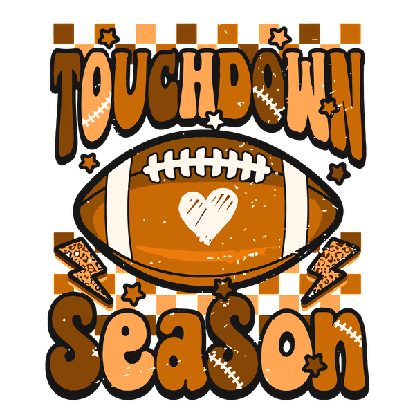 Celebrate football with this vibrant "Touchdown Season" graphic featuring a whimsical football and playful details! dtf transfers