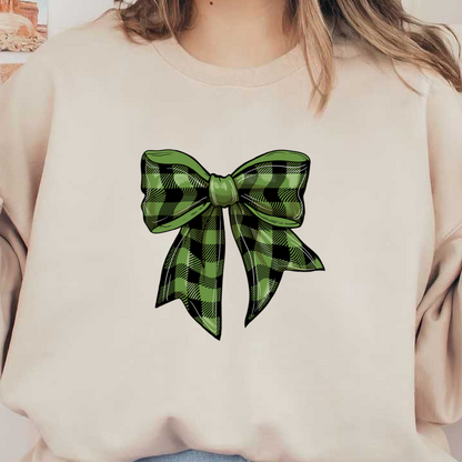 A stylish green plaid bow featuring a classic design, perfect for adding a festive touch to gifts or decorations. dtf prints