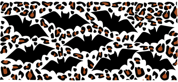 A playful pattern of abstract orange and black shapes resembling pebbles or drops, creating a vibrant, artistic design.UV Transfers dtf prints